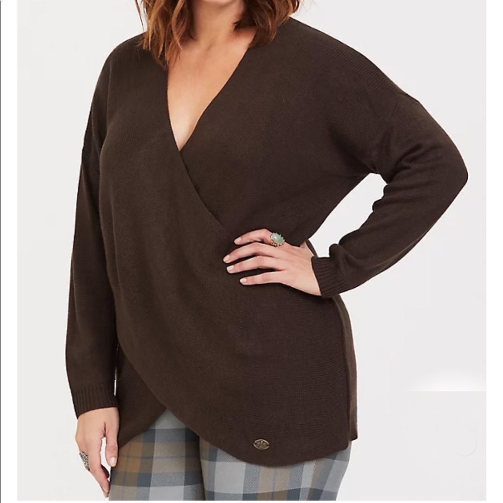 Torrid Outlander Brown Crisscross Sweater Size M